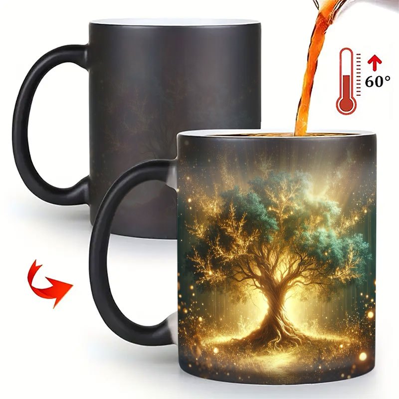 Image of 1pc Changing Mug, Heat Sensitive Ceramic Coffee Cup With Fantasy Of , Reveals Image With Hot Liquid, Unique Gift For Tea, Milk & Hot