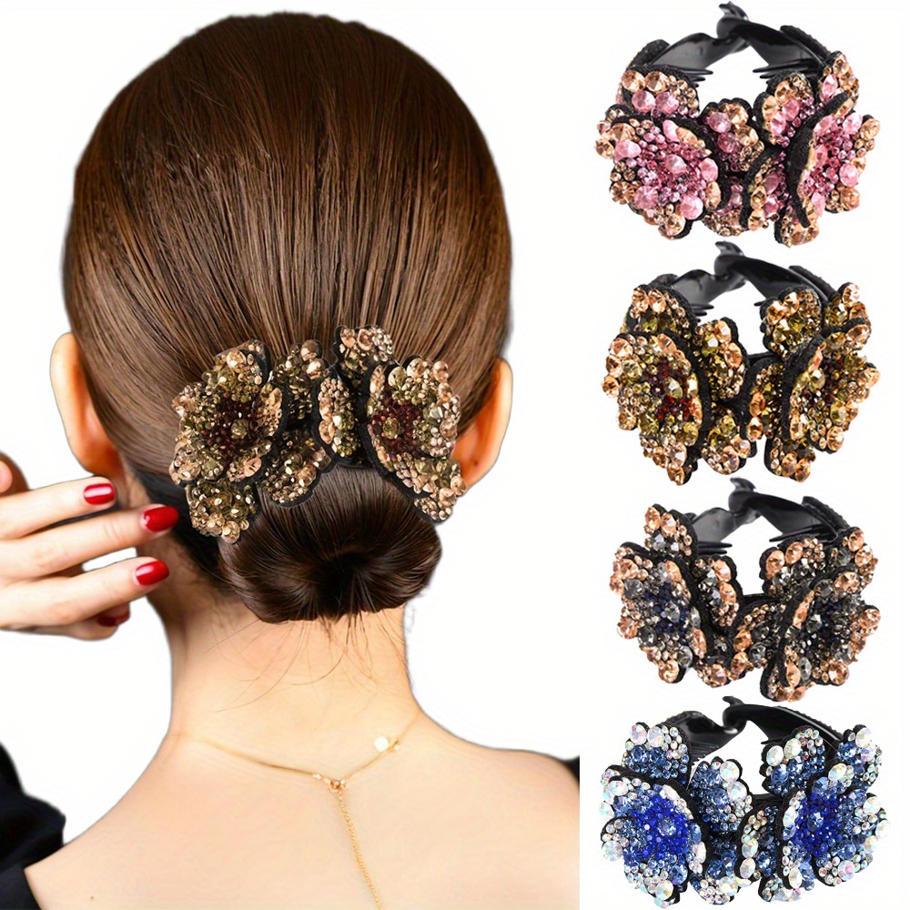 Haarspangen Mit Strasssteinen – Vintage-Stil, Marineblau, Blumen-Design, Für Frauen & Mädchen