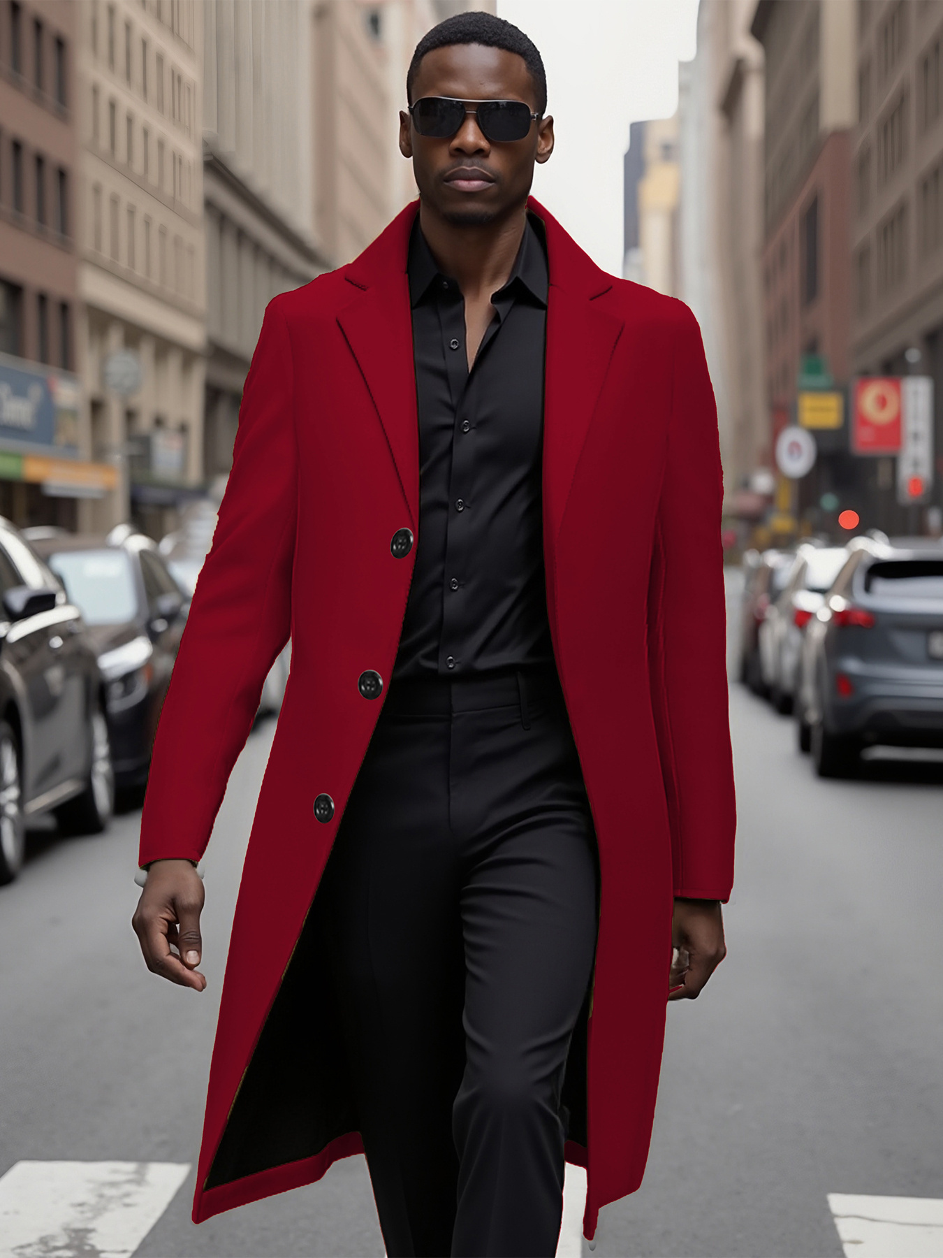 mens red trench coat stylish single breasted jacket spring - Temu