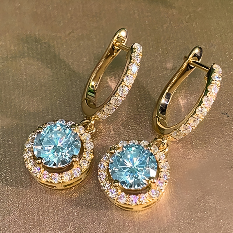 TEMU Cuy Women' Plated Vintage Halo Hoop Earrings Suitable For March/april Birthstone Gifts, Synthetic Zirconia Jewelry For Daily Wear & Parties,
