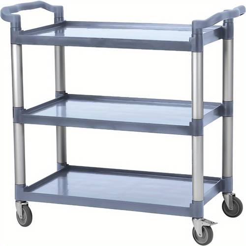heavy duty 360lbs capacity 3 tier utility service cart with brake wheels hammer grey metal storage cart for restaurant garage organization utility cart warehouse organizer open shelf design brakeequipped wheels