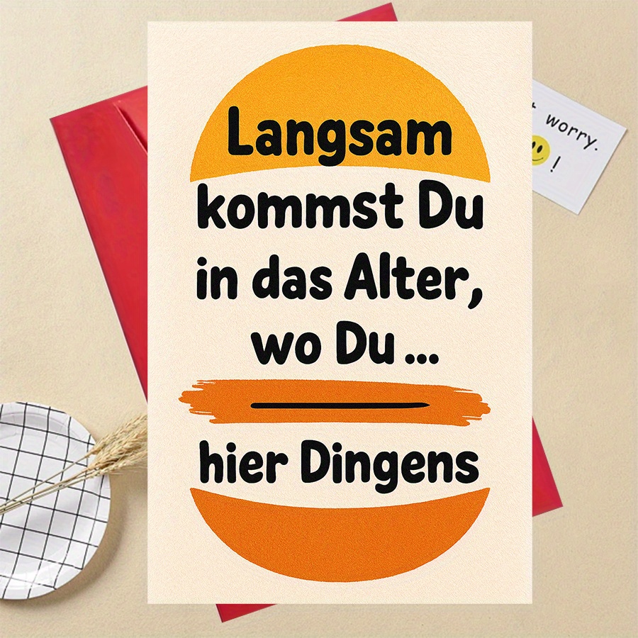 1pc Fun German Birthday Card, Suitable For , Women, Men, Milestone Age, Forgetful Humorous, Unique Party Celebration Gift