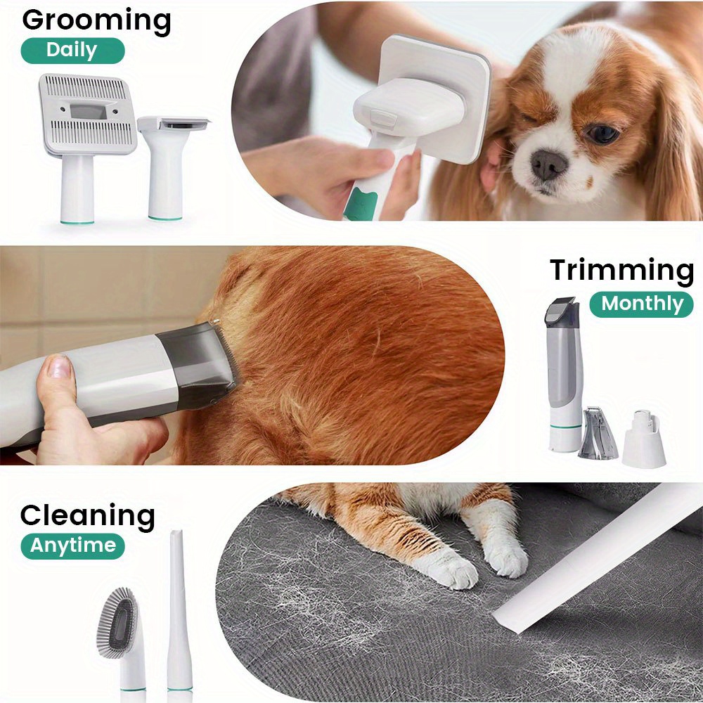 7 in 1 Dog Grooming Kit with Low Noise Vacuum, Hair Remover Dryer & Nail Trimmer - USB Powered, Plastic Tools for Dogs, Includes Brushes & Clips, Ideal for Pet Grooming, Professional Grooming Kit|Modern Pet Care|Durable Plastic Tools, Dog Grooming Accessorie - Image 7