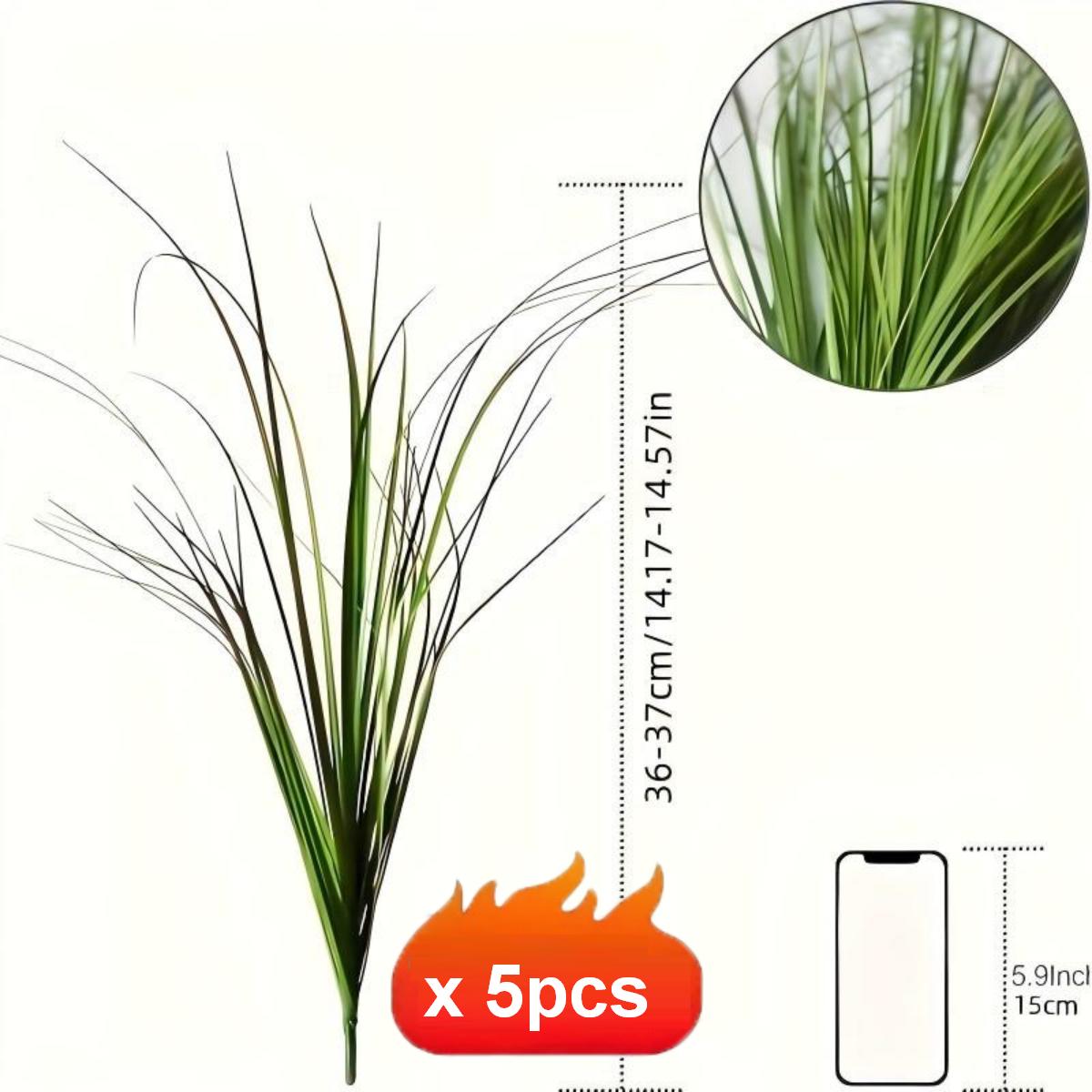 Set Of 5 Artificial Onion Grass Plants, 37cm Tall, Featuring Plastic Stem. Ideal For Home Decor In , Perfect For Indoor And Outdoor Use, As Well As For Photography, Weddings, Events