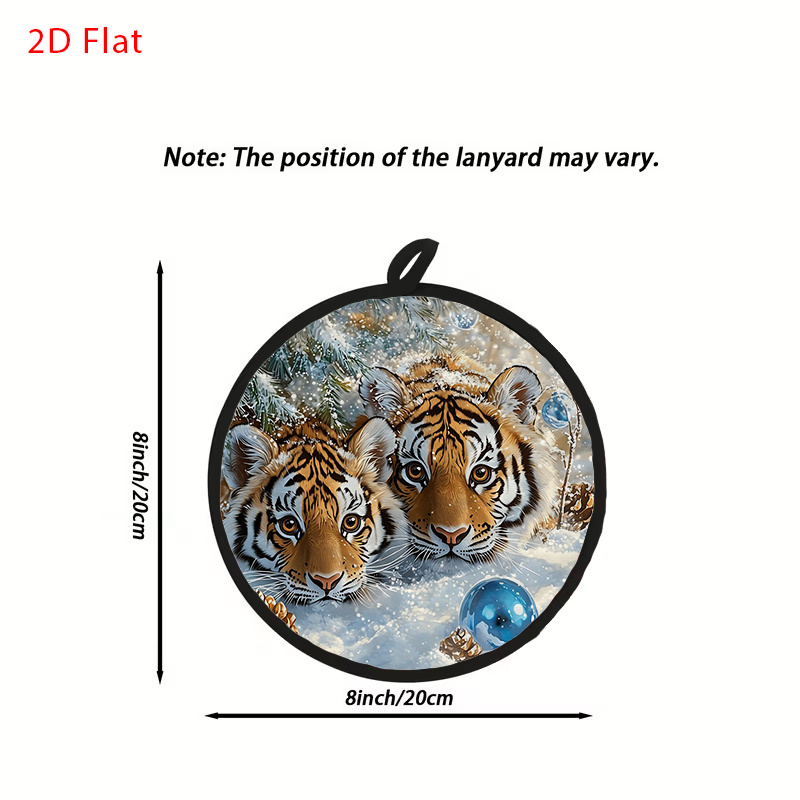 TEMU 2d Flat Hot Pad, , Tiger, , Blue Ball, Round Kitchen Coaster, Mat, Coffee Mat, Sandwich Mat, Suitable For Pots, Pans, Dishes, Dining Tables And
