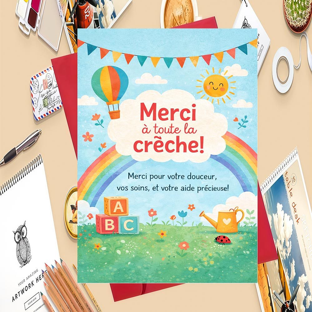 TEMU 1 Carte de vœux + 1 Enveloppe Carte de remerciement pour le personnel de garderie des parents pour gentillesse, soin et aide