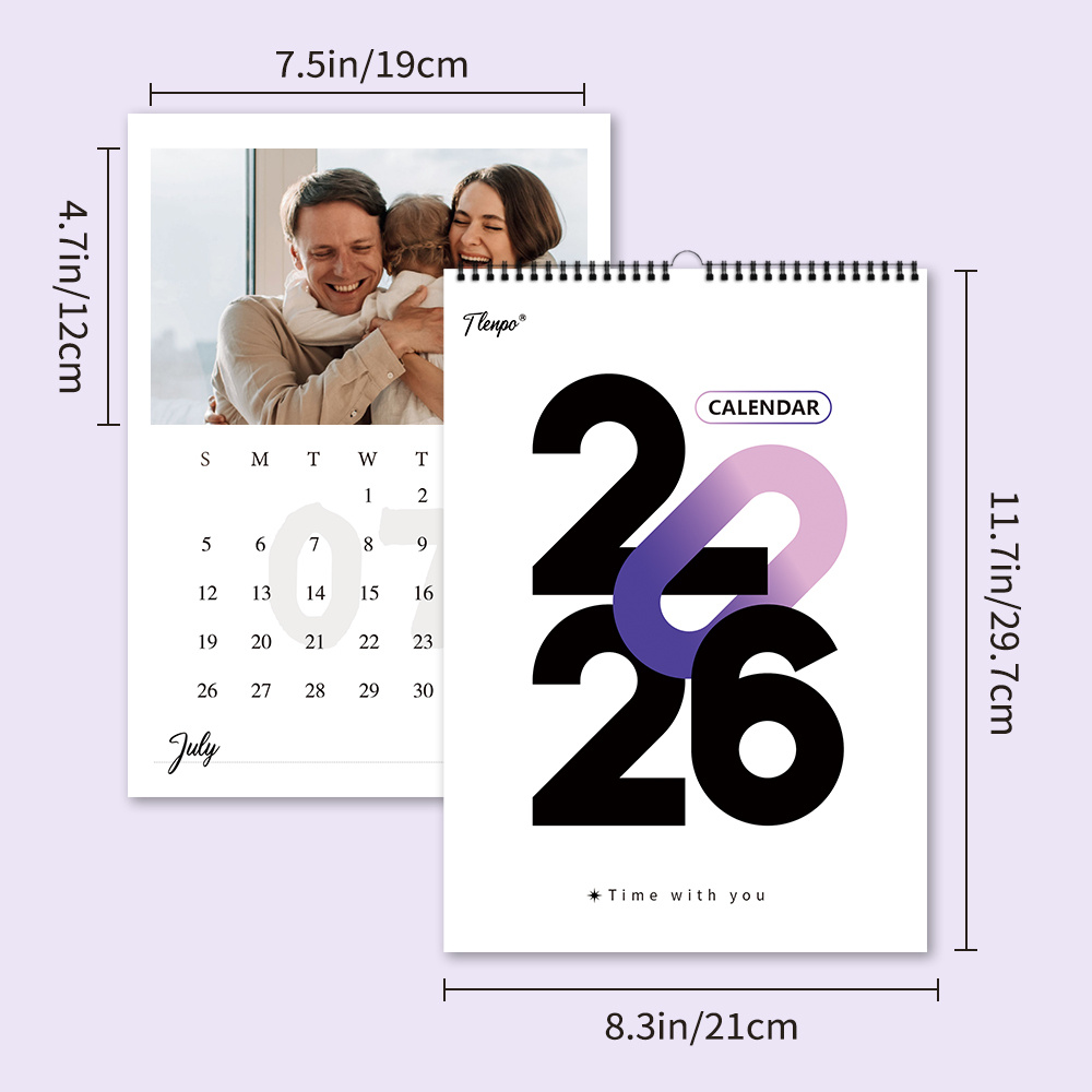 TEMU 1pc, Custom 2026 Wall Calendar, Self- Calendar, Minimalist Wall Calendar, 6 Different Photos, Suitable For Family/couple/wedding Photos,