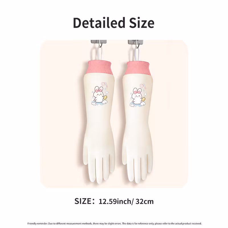 a pair of fashionable cartoon style gloves suitable extra long and lined for household chores warm and comfortable for winter dishwashing and slip resistant kitchen cleaning gloves with Product details 1