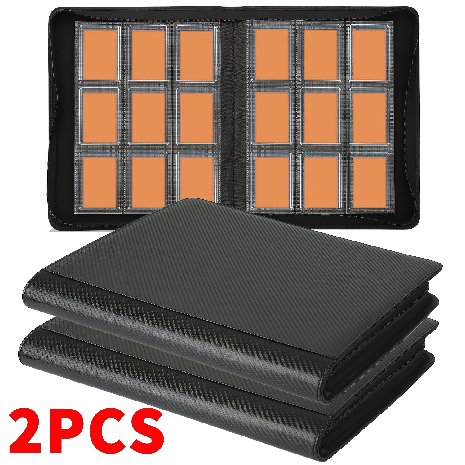 TEMU (2pcs) Card Album, Collectible Card Storage Album, Can Hold 576 Cards, 9-pocket Card Album, With Card Sleeves, Suitable For 3"x4" 35pt Cards(9