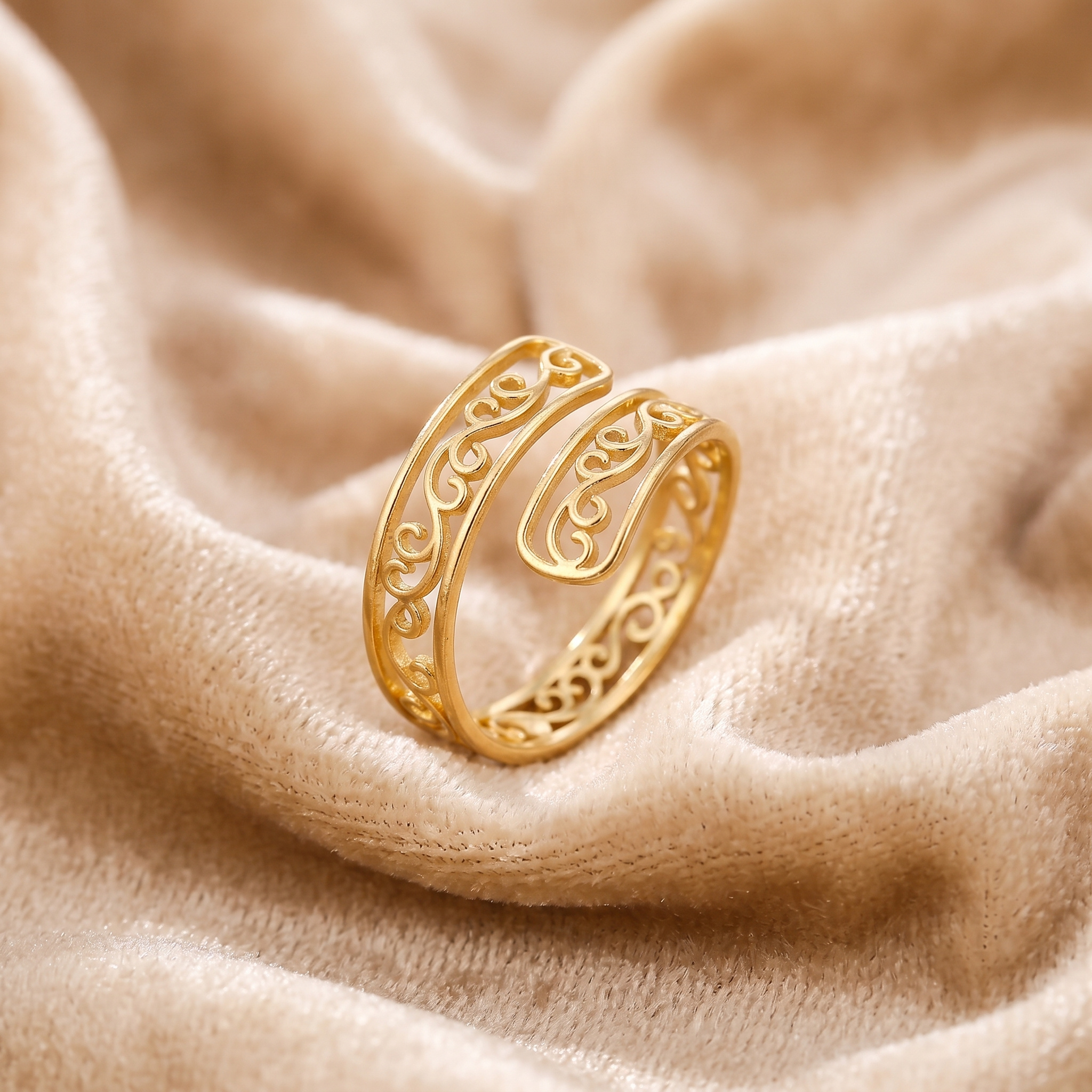 TEMU Bague en acier inoxydable ouverte et ajustable avec motif de rouleau creux vintage, résistante à la décoloration, pour femmes, utilisation