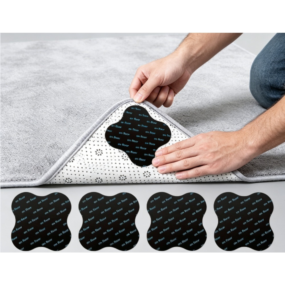 Image of Reusable Rug Grippers Anti-slip, Washable Carpet Stickers For Kitchen And Fit, , Tape To Prevent Bunching And Sliding