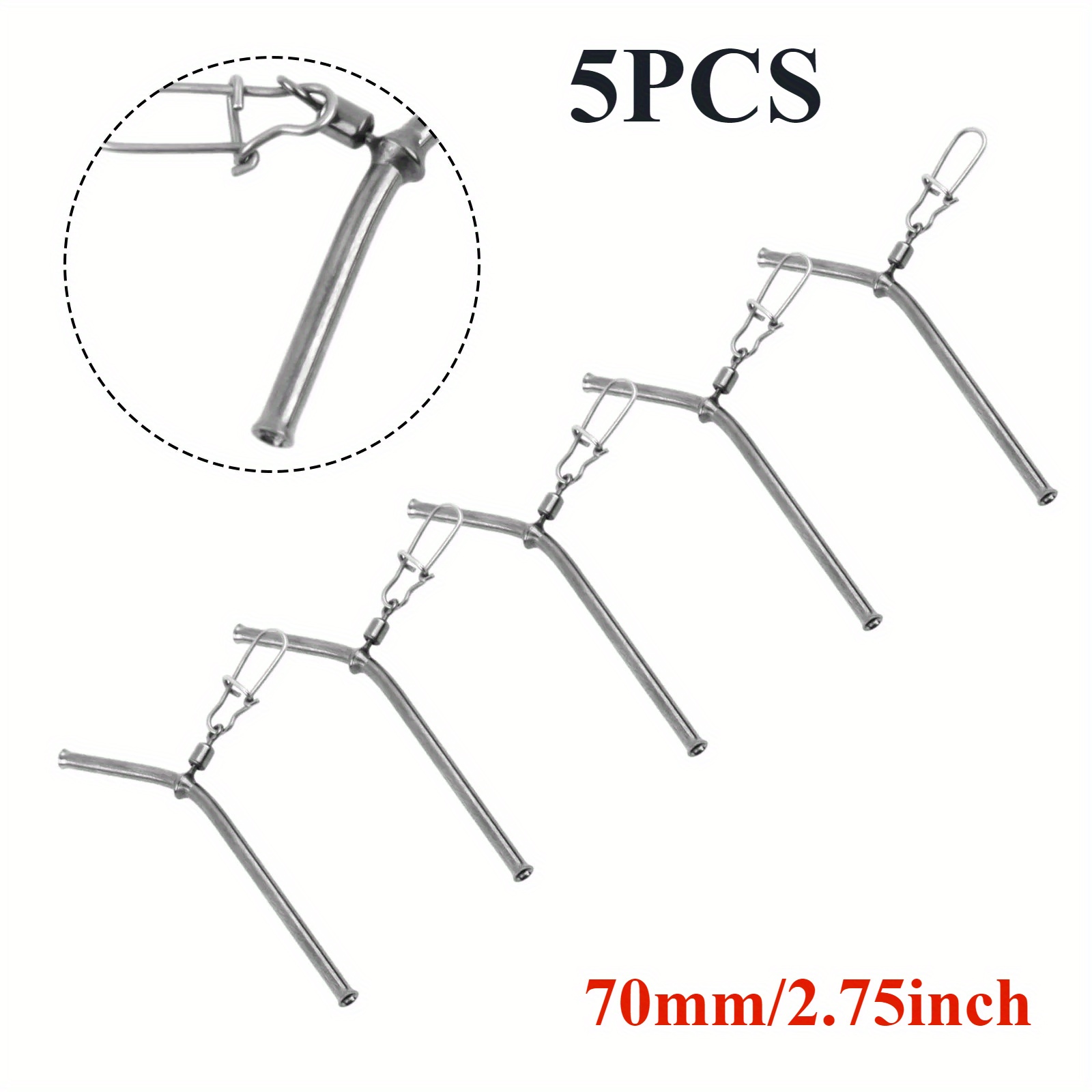 Image of 5pcs Small Style Stainless Steel Tube 5/7/9/12cm Fishing Balance Connector Double Ends Fishing Tackle Anti Sea Fishing Additions