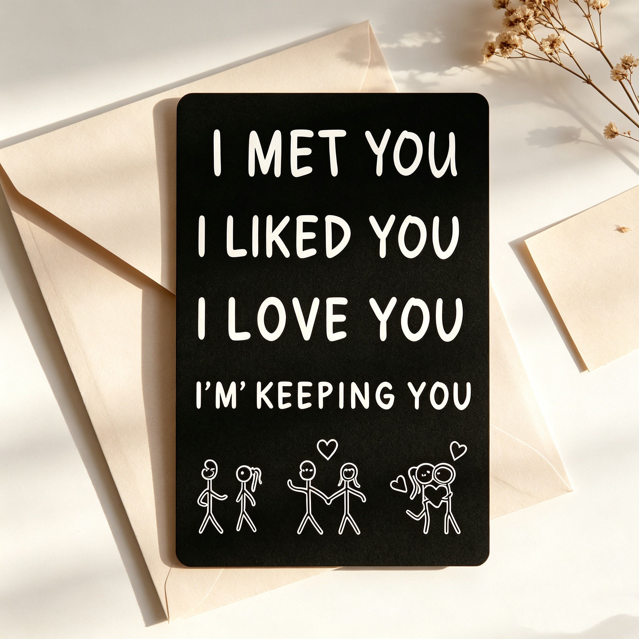 TEMU 1pc Romantic Engraved Wallet Insert Card, I Met You I You I Love You I'm Keeping You Love Note Card, Cute Keepsake Gift For Him Her, Valentine's