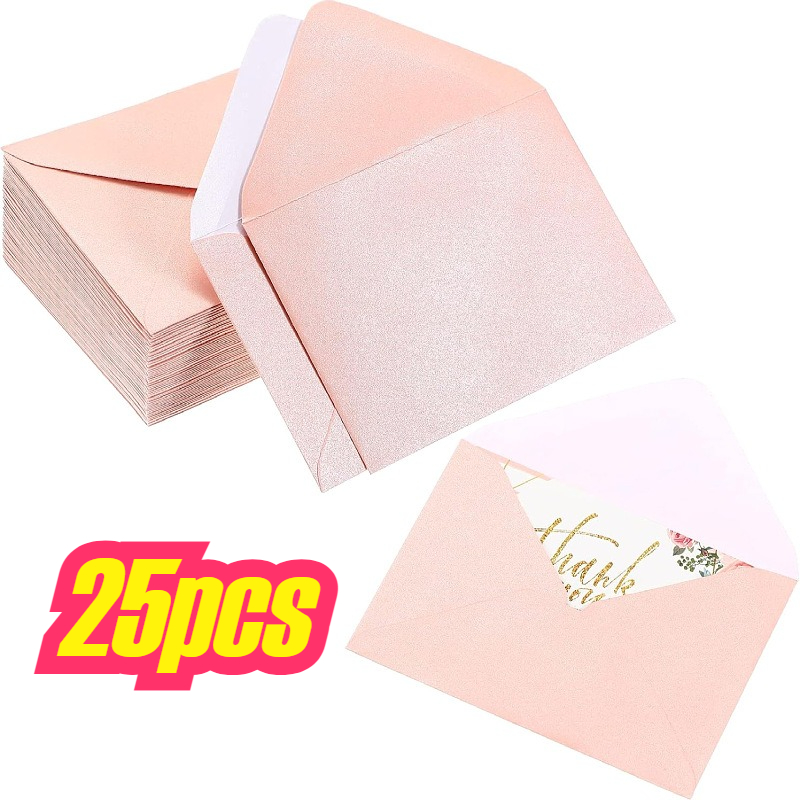 E-shop 25 Stück - Pinke Valentinstags-Umschläge, hochwertig, glänzend, mehrfarbig, optional verdickt, mit perlglänzendem Kartonmaterial,