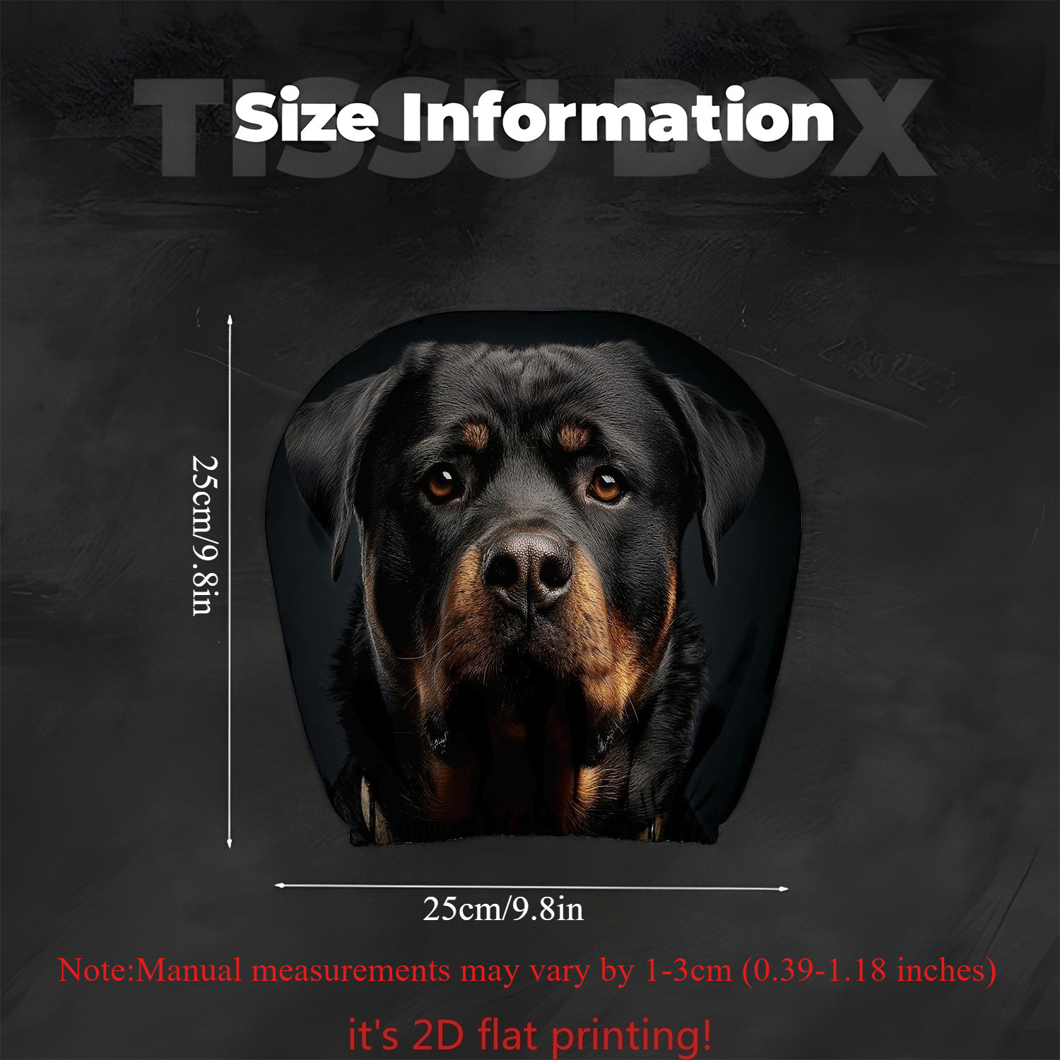 TEMU 1pc Cute Rottweiler Print Car Headrest Cover | Breathable Fabric | And Wash | Car Interior Decor