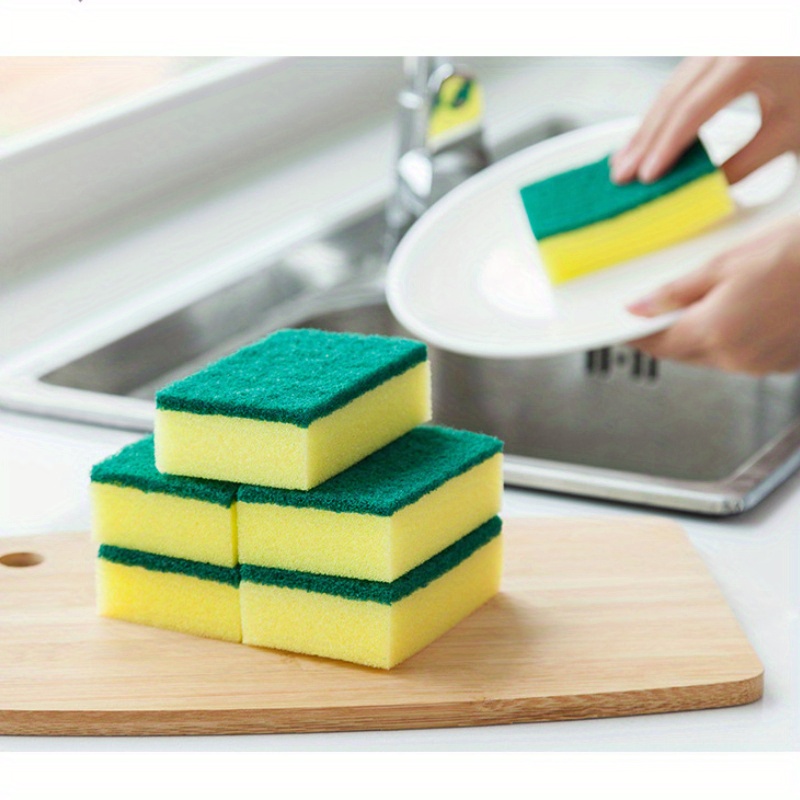 25pcs heavy duty dual sided scrub sponges     polyester for kitchen bathroom more ideal for non coated porcelain bakeware cleaning details 0