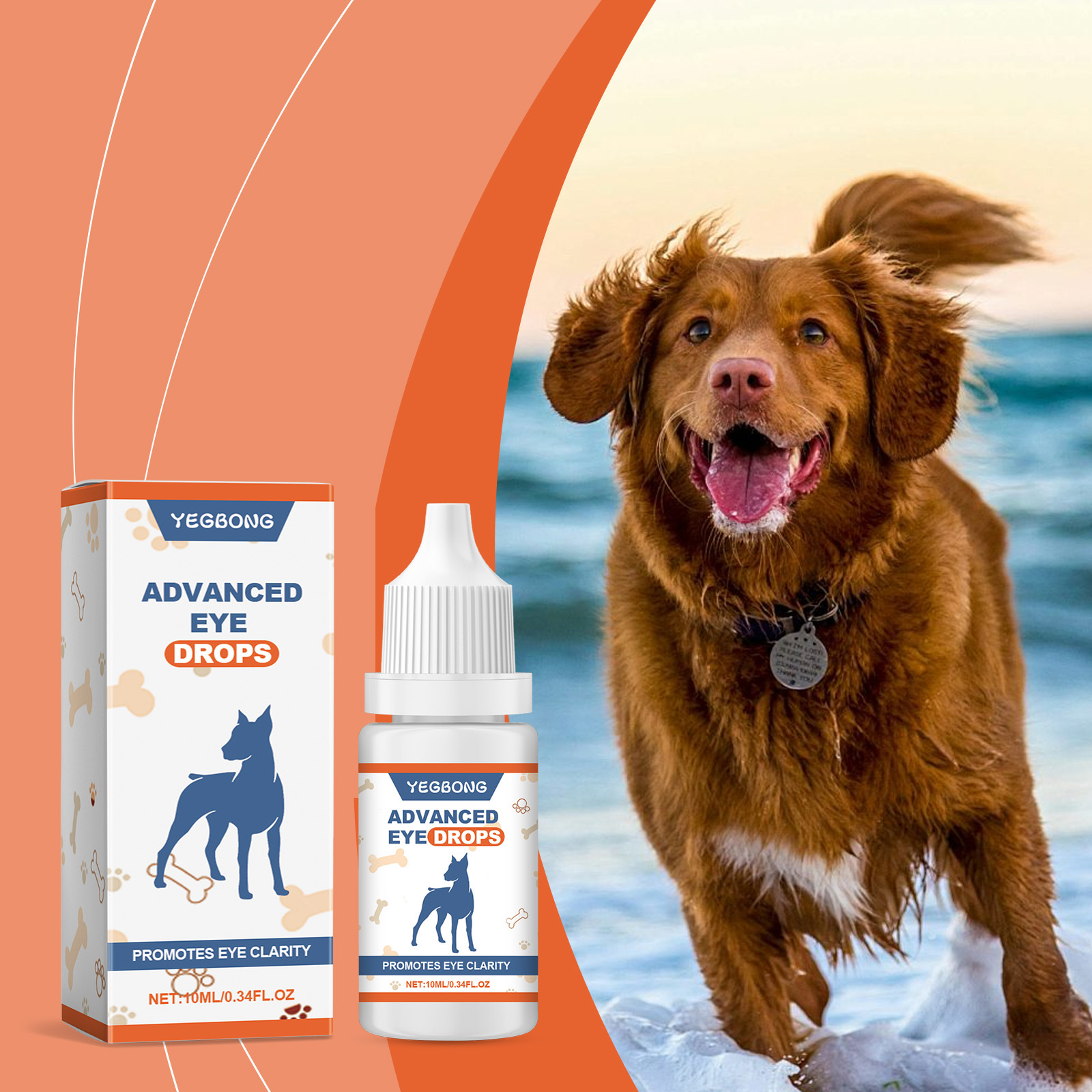 Yegbong Advanced Eye Drops for Dogs, 10ml/0.34fl.oz, Promotes Eye Clarity, Premium Pet Eye Care Solution, Effective Eye Health Support for Canine, High - Quality Dog Eye Drops for Global Pet Owners