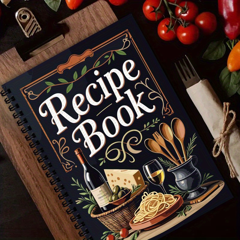 TEMU A5 Recipe Spiral Notebook - German-inspired Culinary Journal With Vibrant Kitchen Art, Durable Paper For , Unique Gift For Foodies, , Recipe