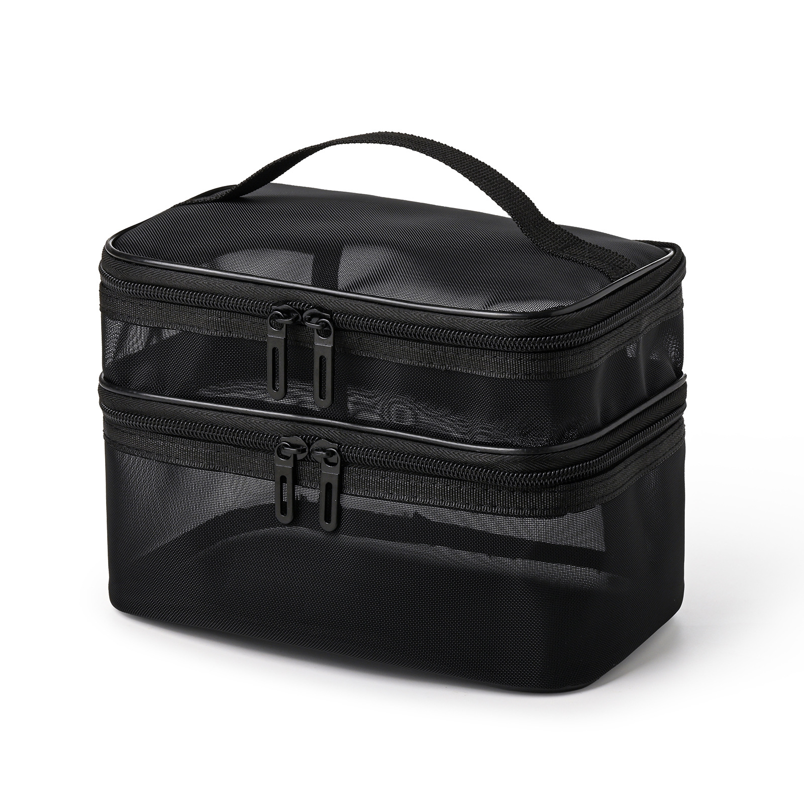 TEMU Ldq Large-capacity Transparent Toiletry & Cosmetic Organizer Bag - Double-layer Travel Storage With Zipper Closure, Suitable For Carry-on