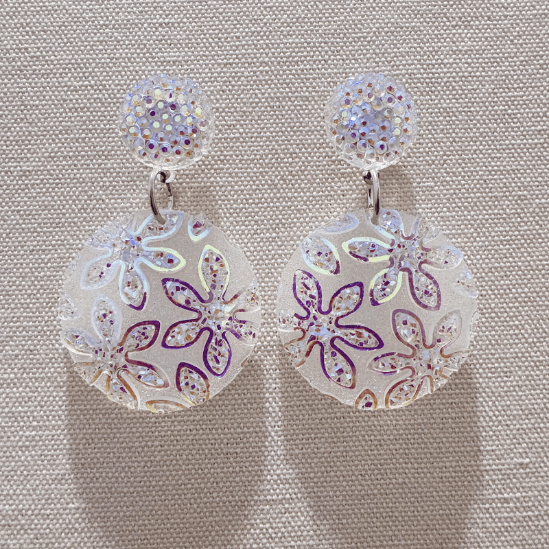 A Pair Of Sparkling Circular Floral Pattern Earrings, Fashionable Earrings Make A Entrance, Elegant And Luxurious Style, Lightweight And Beautiful, Modern And Fashionable, Wear Additions, For Gifting