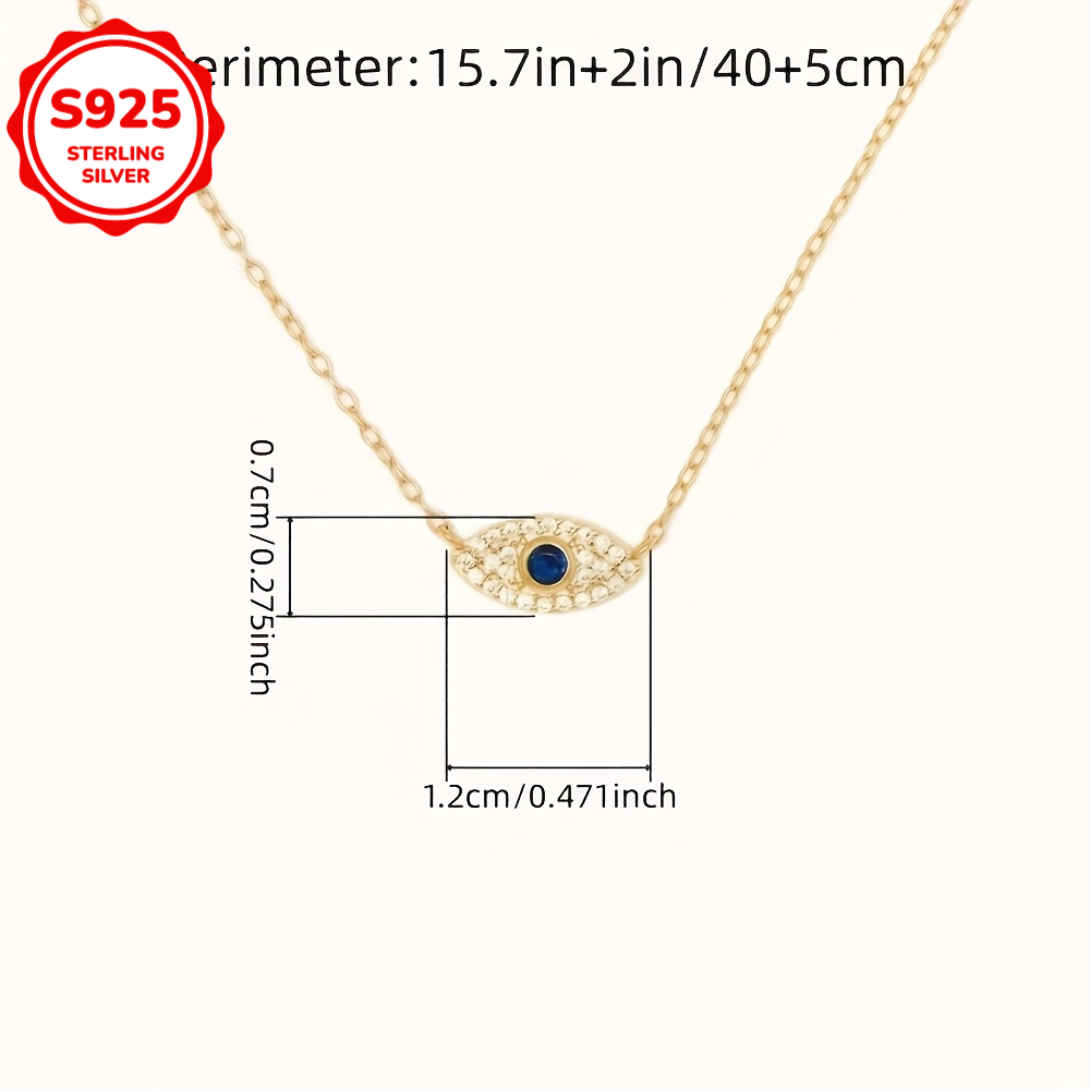 Women's S925 Silver Evil Eye Necklace with Synthetic Zirconia, Elegant Gift