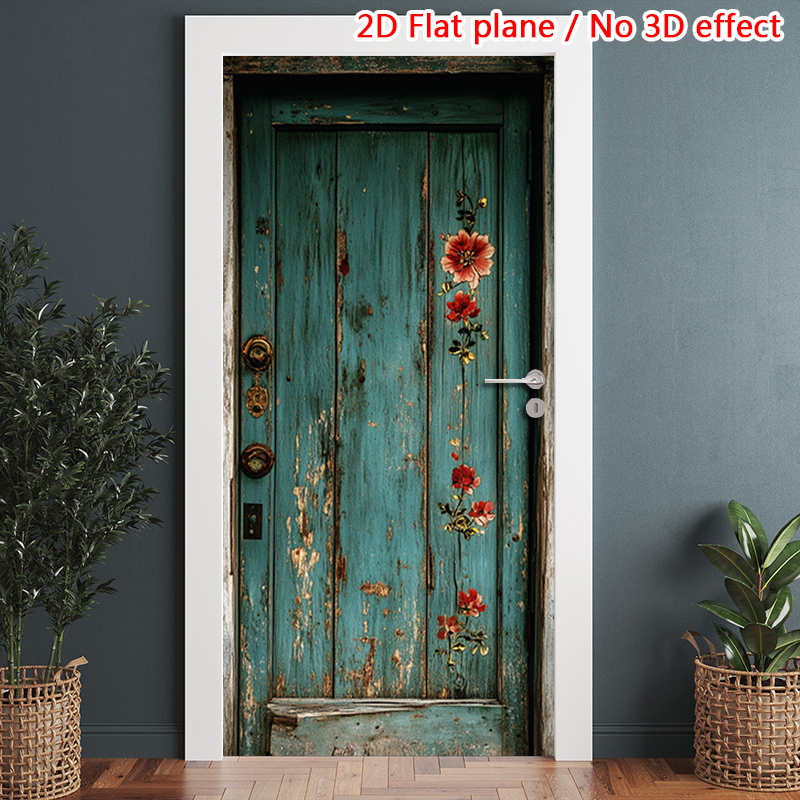 2d flat 1 pair vintage door door mural sticker   self   removable wall mural floral pattern door wall mural   decoration stickers 2d flat