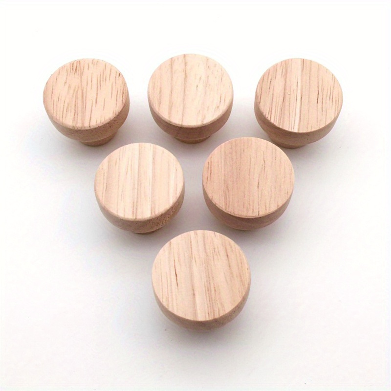 Image of Natural Wooden Knobs With A Round Oak Handle, 40mm In Diameter, Designed For Cabinet Drawers And Wardrobe Furniture