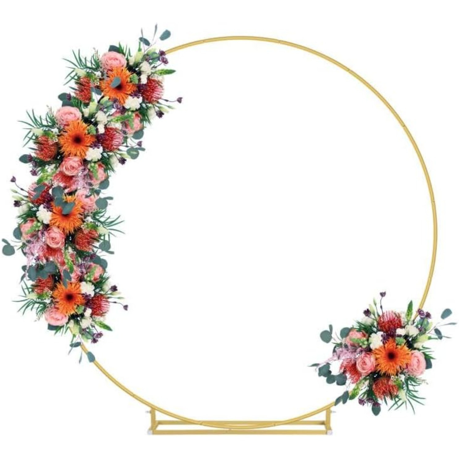 

Elegant 6.6ft Golden Round Metal Backdrop Stand - Arch Kit For Weddings, Birthdays, Parties, Anniversaries & Graduations, Floral And Balloon Decorations