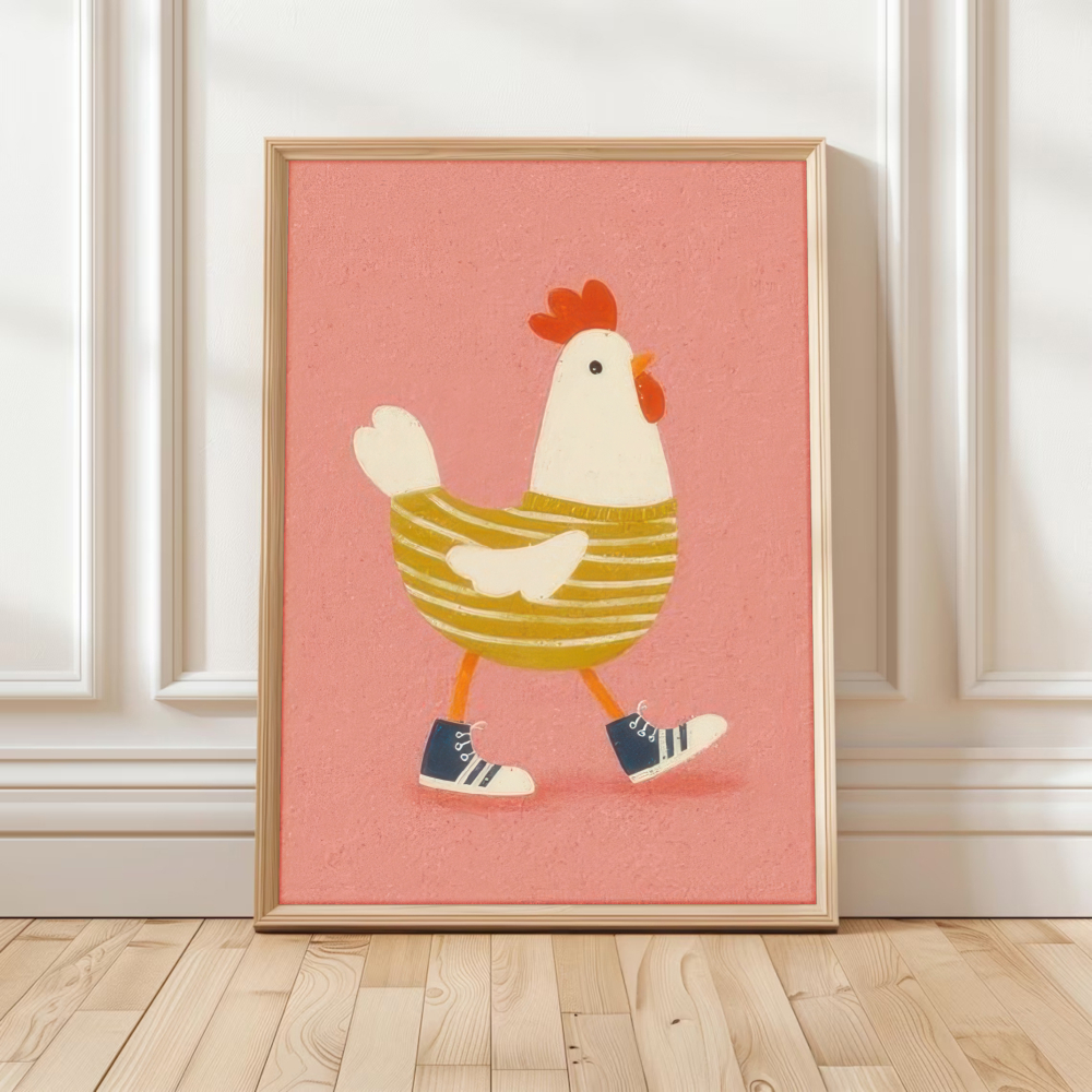 TEMU 2d Flat, 2d Flat, 1pc Wall Decoration Featuring Vintage Posters, Adorable Farm Animal Decor For A Room, A Print Of Chickens For A Nursery,
