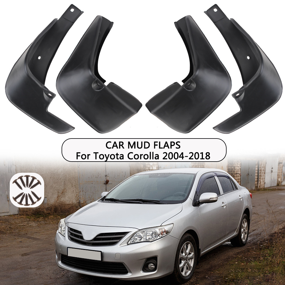 

4pcs Pvc Front & Rear Mudguard Set For Toyota Corolla 2004-2018 - Black Guards With Kit