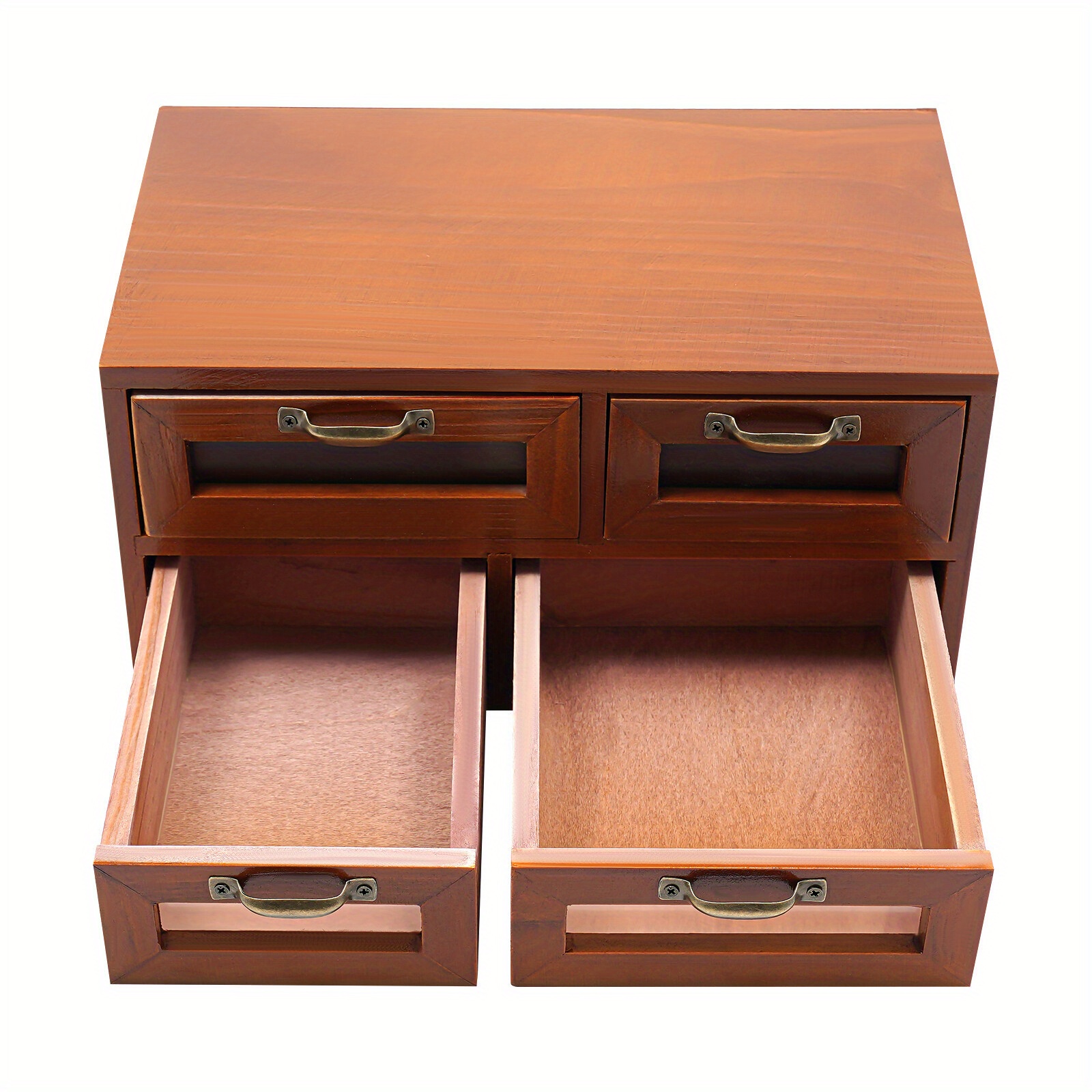 TEMU Organisateur de Bureau 30*18*15 cm avec 4 Tiroirs, Armoire de Rangement en Bois pour Bureau, Boîte de Rangement pour Table
