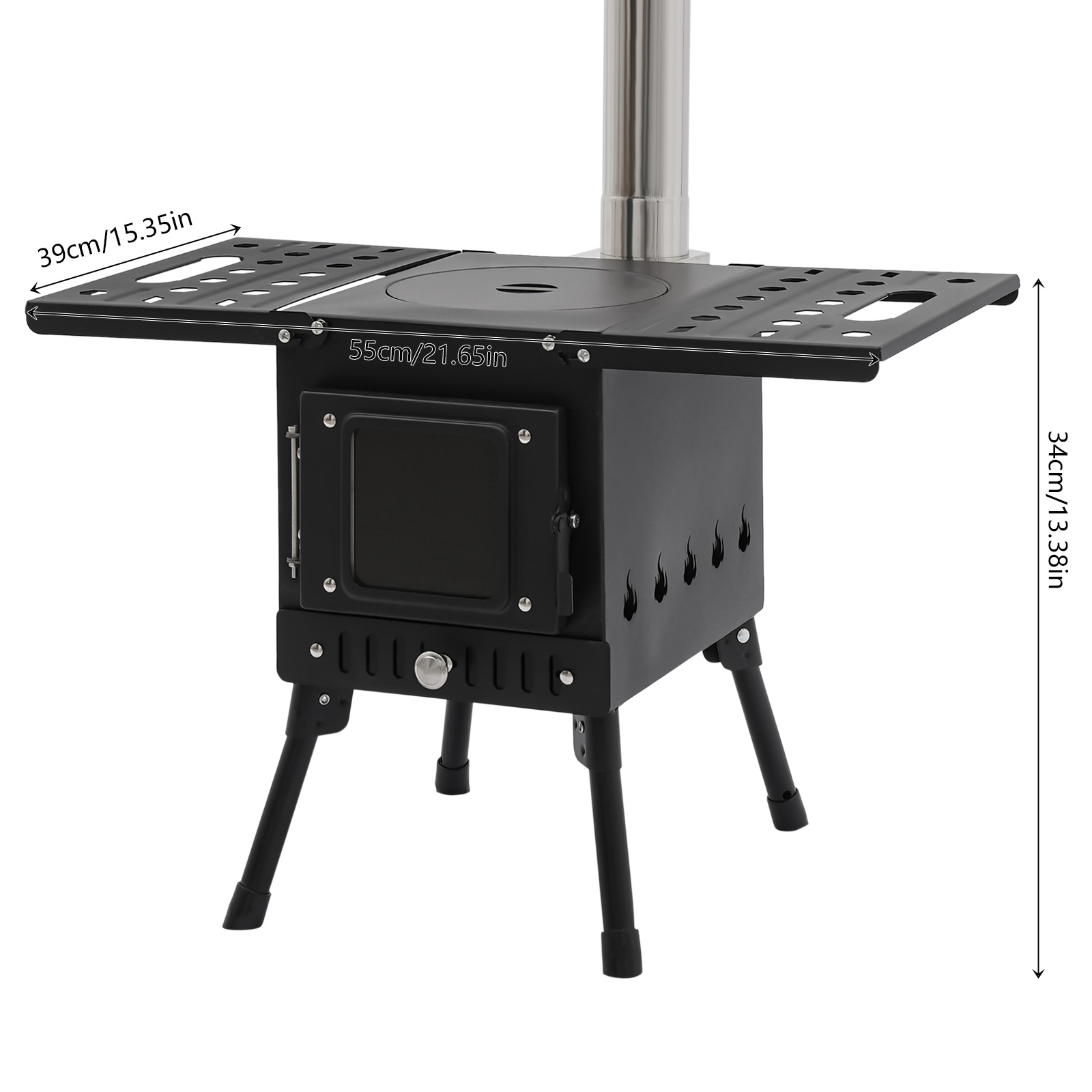 Image of Portable Camping Stove With A Viewing Window And Separate Chimney Pipes, Designed For 3-5 People, Ideal For Outdoor Use