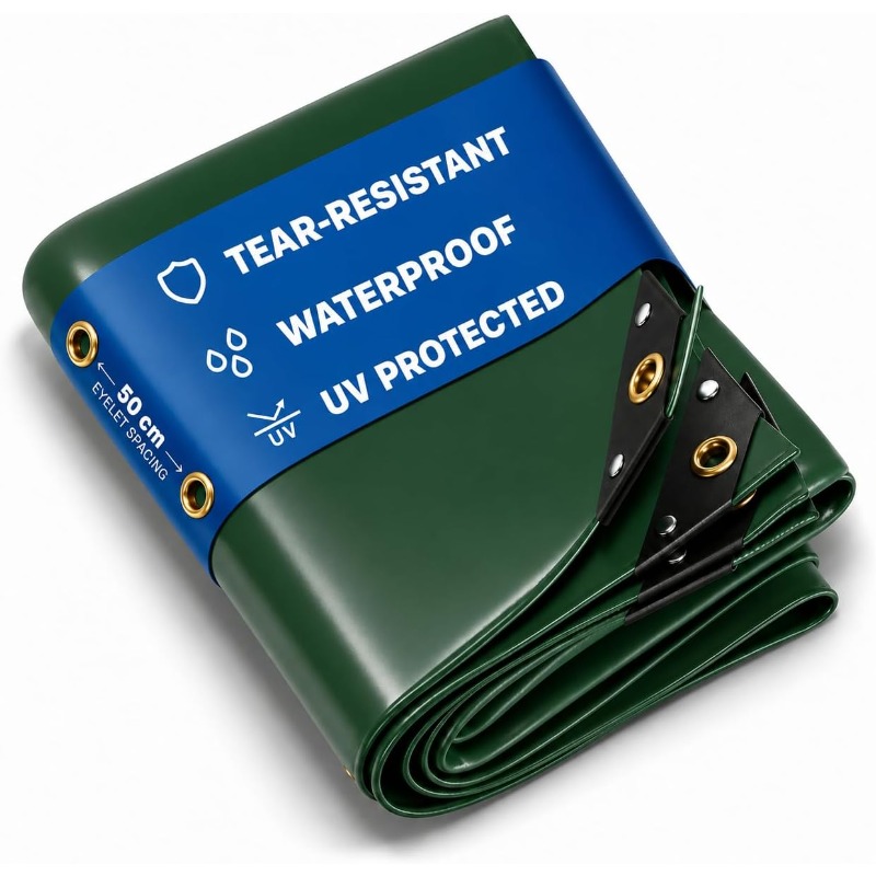 Image of 2m X Heavy-duty Waterproof Tarp With Grommets And Reinforced Corners, 0.91m Grommet ; Waterproof And 8-mil Thick, Suitable For Camping, Construction, And