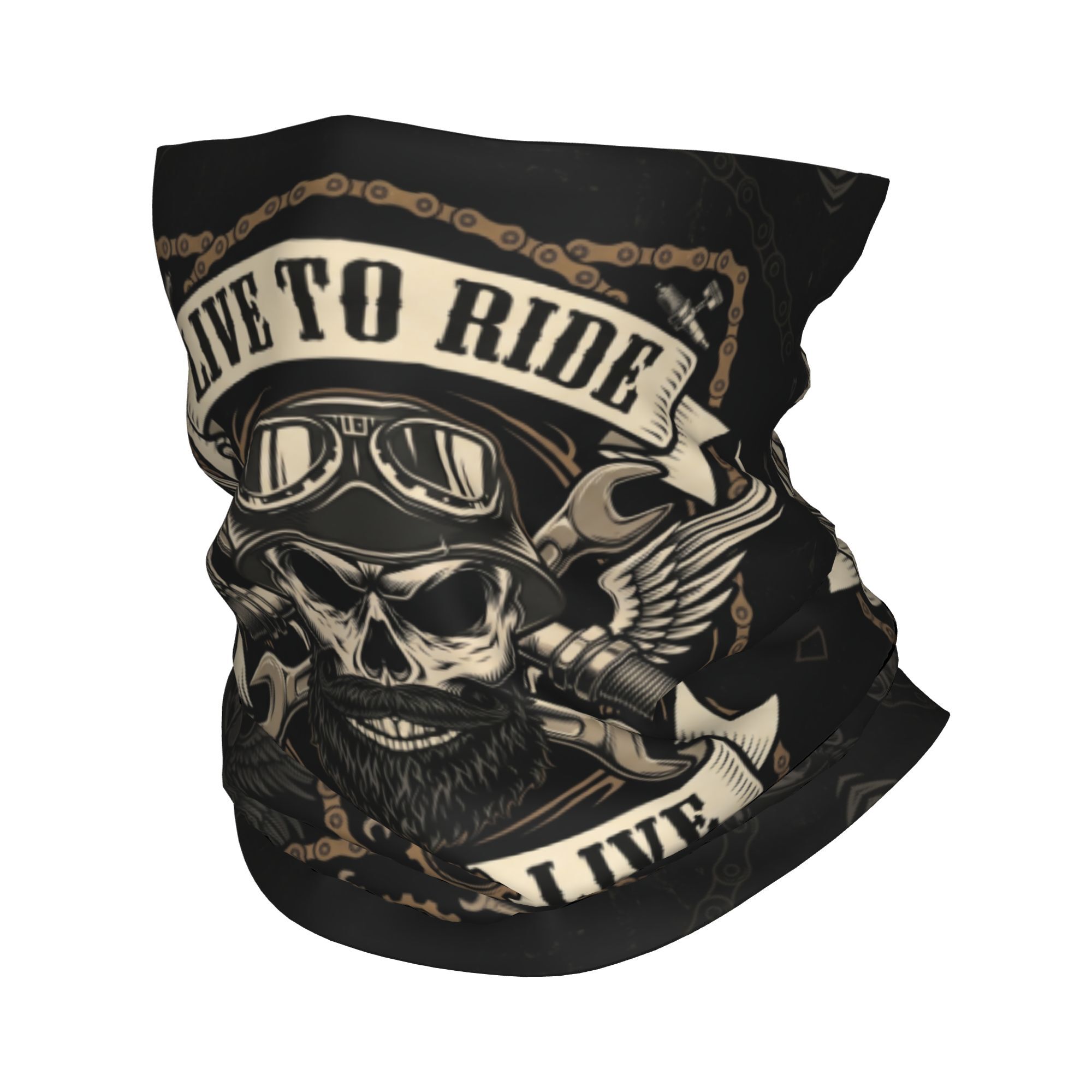 TEMU Bandana cache-cou et écharpe pour - Masque facial lavable à imprimé sur le thème de la moto, convient pour la randonnée, l'équipement, les