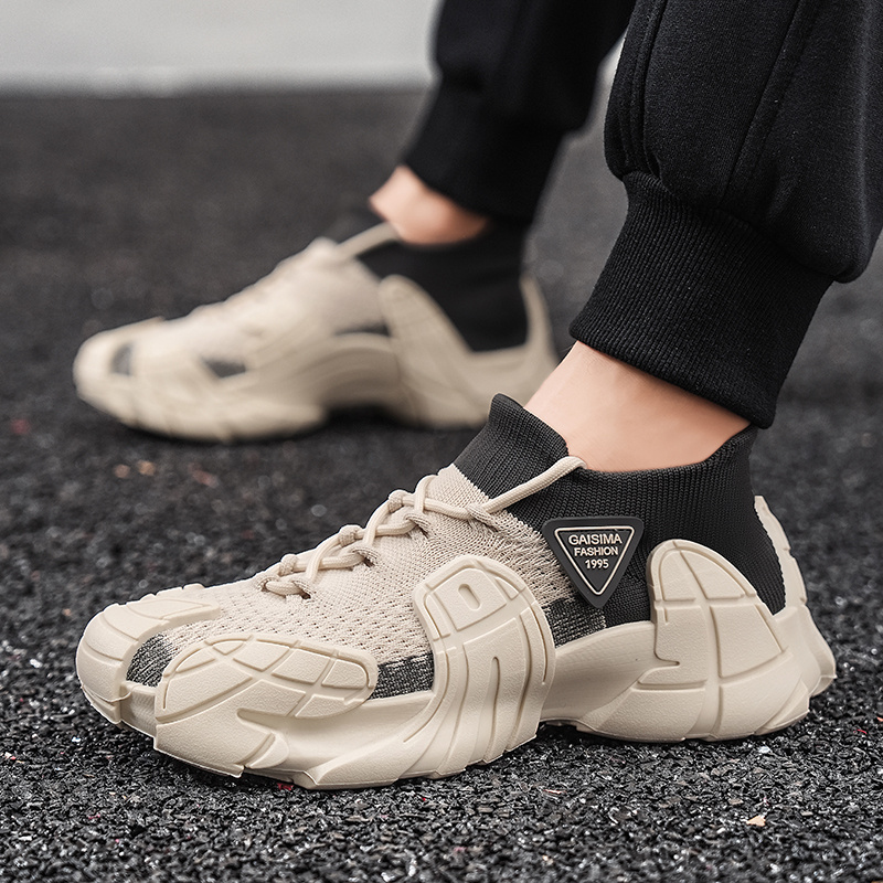 Men's Mesh Breathable Sneakers with Thick Soles, Anti-Slip Running Shoes, Shock-Absorbing, Wear-Resistant Jogging Shoes, Fashionable, Dry, Comfortable Casual Shoes