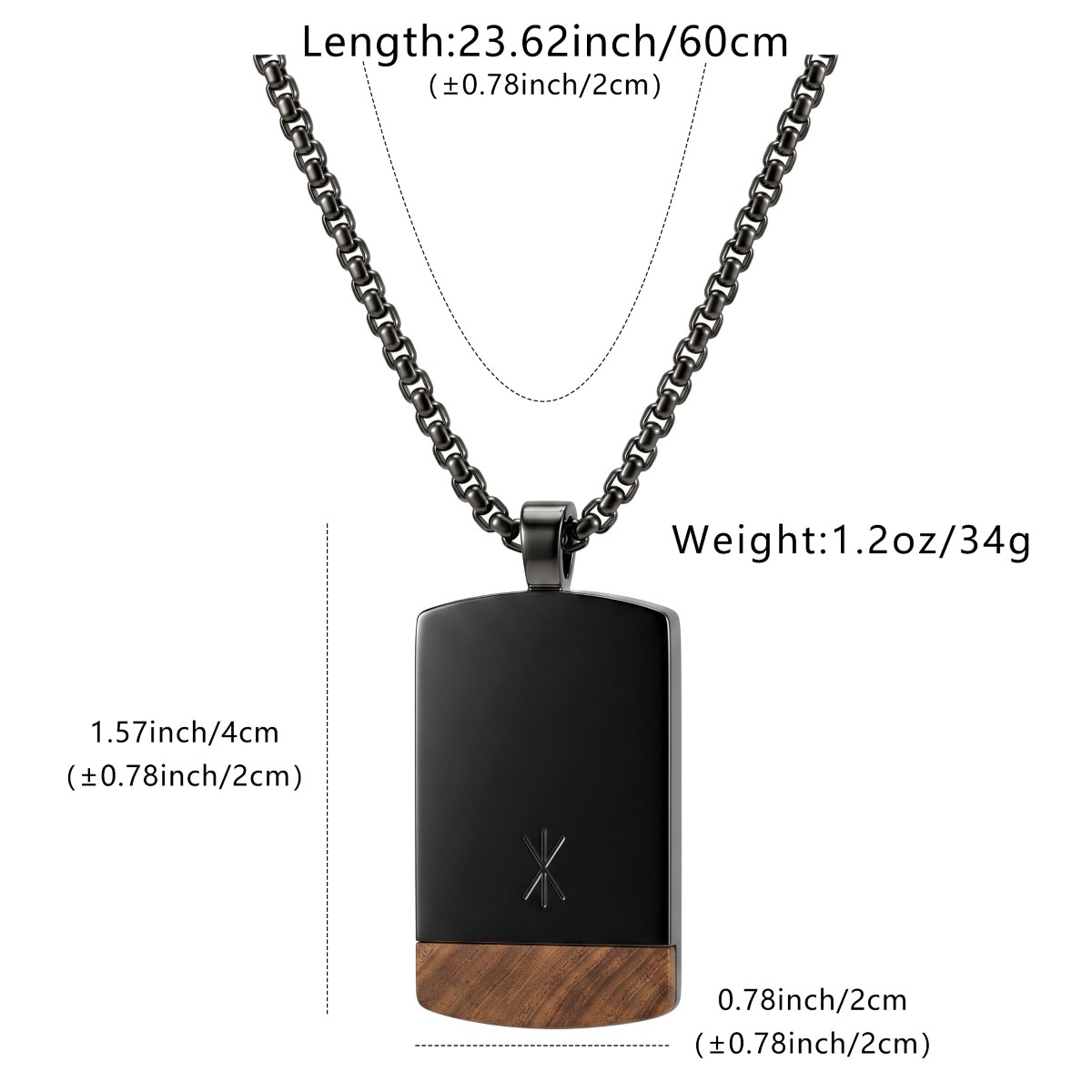 TEMU LNCHRAN 1pc Collier avec Pendentif Plaque d'Identification pour Chien en Acier Inoxydable 316L Noir avec Bois Naturel, Bijoux pour Hommes