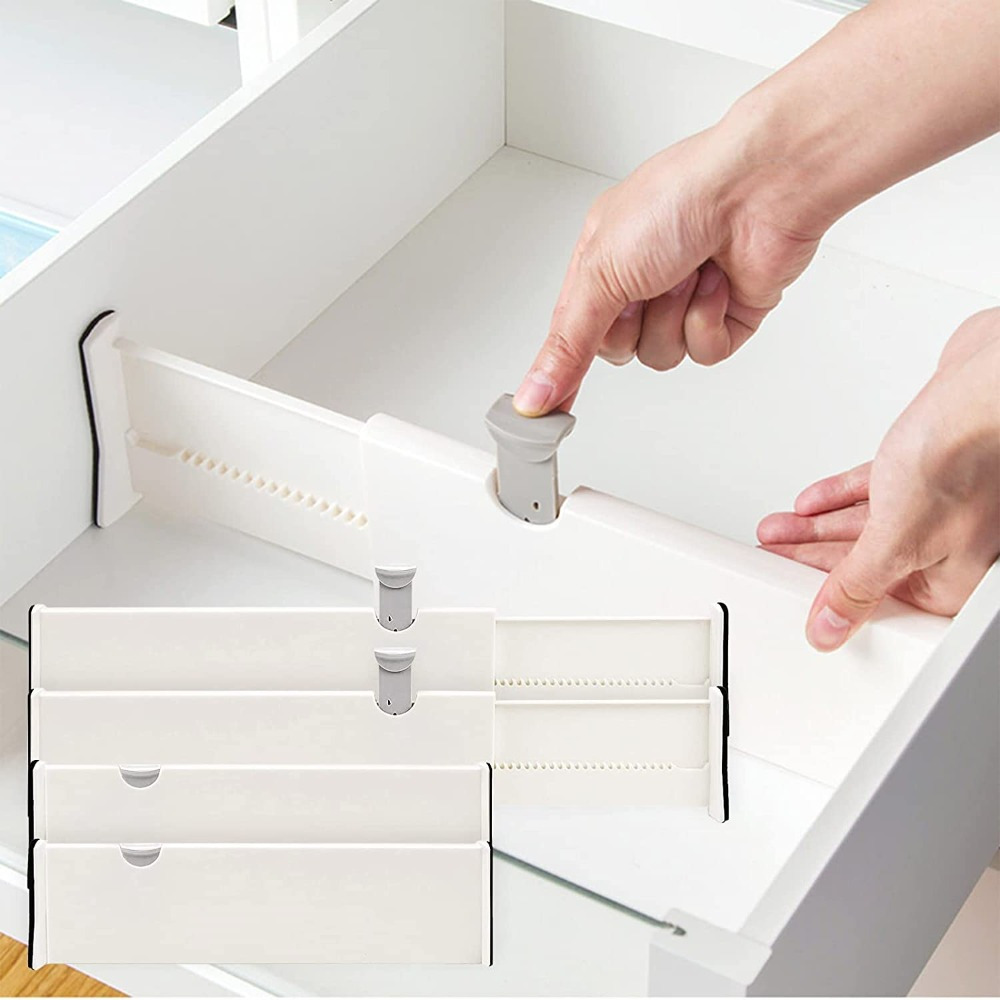 4pack Adjustable Plastic Drawer Dividers, Adjustable Mesh Drawer Dividers For Clothes Storage, Dresser, Bathroom, Kitchen Storage, Closet, Office, Space-, , Multi-use Storage Solution