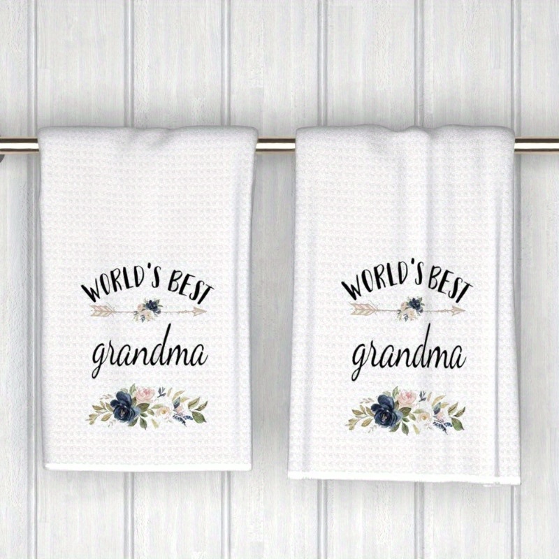 

2pcs Grandma Kitchen Towels, Woven Polyester, Super Soft, Machine Washable, Contemporary Style With , For Home Decor, Ideal Gift For Grandmothers