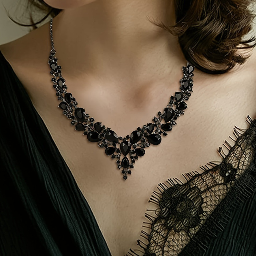 princess polly baby blue dress dress wedding black earrings necklace set, artificial crystal necklace  earrings, bridal jewelry set bridal wedding party dress accessories for  women gifts | High-quality & Affordable