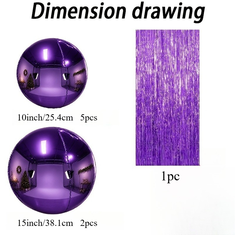 Image of 8pcs Purple 4d Balloons With Ribbons, Suitable For Christmas, Graduation, Birthday, Wedding, Prom, Valentine's Day, Anniversary, Disco Party, New Year's Eve Decoration