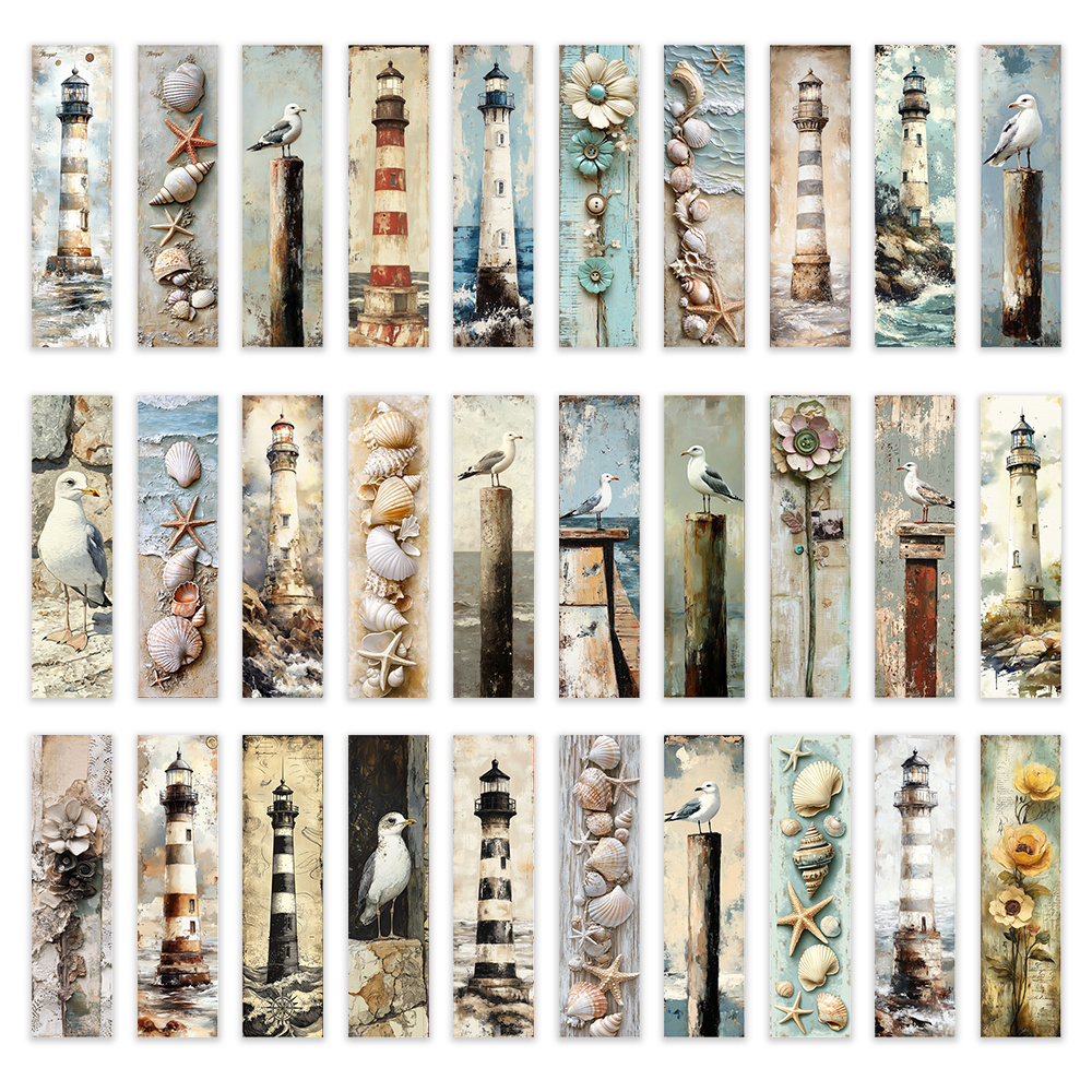 E-shop 32 wunderschöne Lesezeichen mit Strandmotiven, eine kreative Serie von -Lesezeichen im Vintage-Seaside-Stil, für Ostern, Geburtstage, Jubiläen