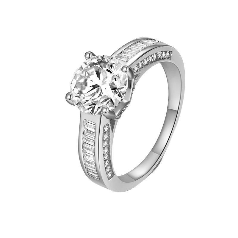 Women's 925 Silver Moissanite Inlaid Ring, Fashionable Stacking Piece