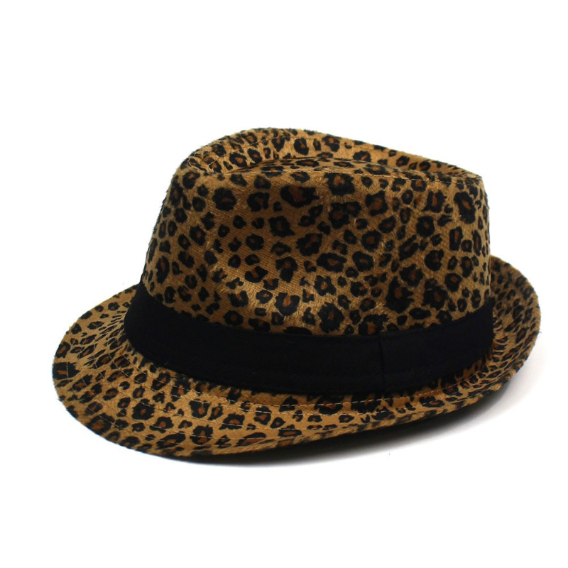 TEMU Luxury Leopard Print Fedora Hat - British Style Windproof Suitable For , Elegant Unisex Winter Hat With Iconic Leopard Print, Hand Washable For