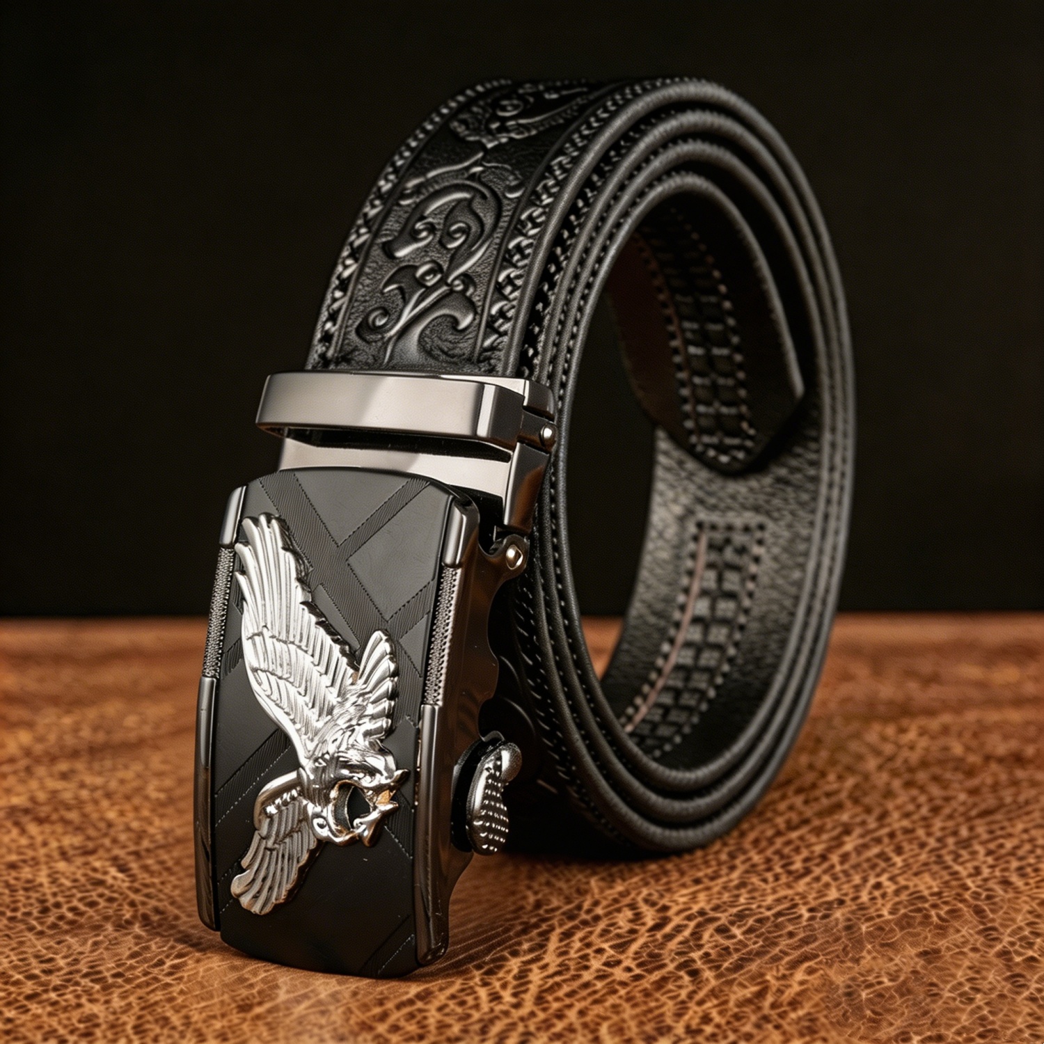 Image of Poyyas Men's Belt For Women Fashion Retro Western Cowboy Alloy Embossed Floral Belt - Alloy Belt - Stylish, Durable Adjustable Belts - Ideal Holiday Gift