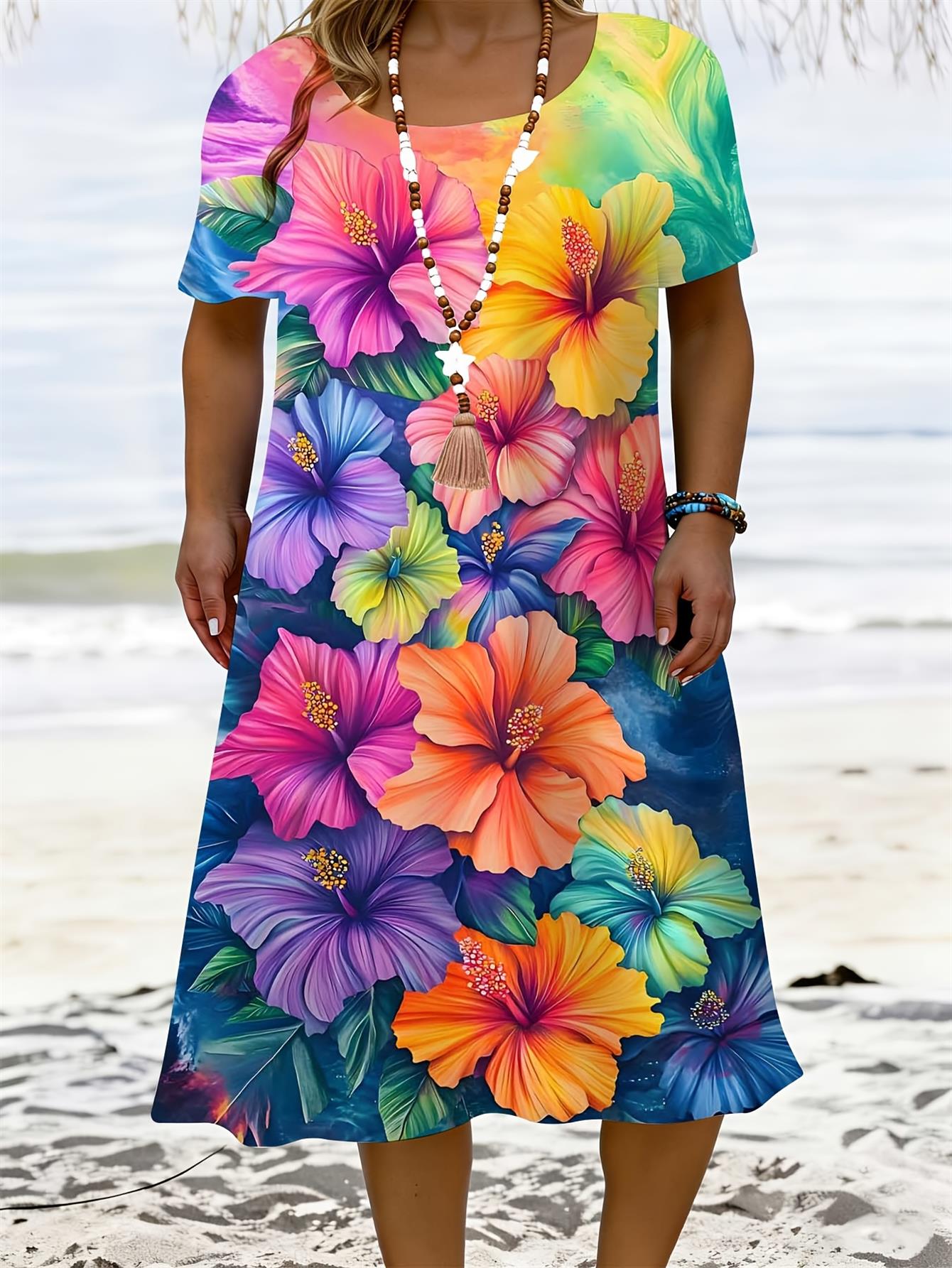 long hawaiian dresses plus size Wholesale Velvet Yoke Long Sleeve Hawaiian Dress  Plus Size Friendly for  your store