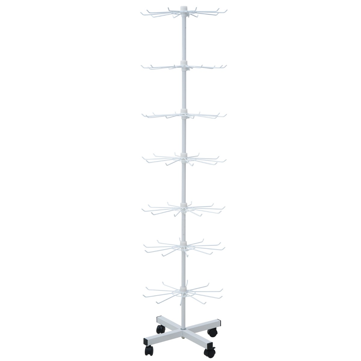 TEMU 7-tier Rotating Display Rack, 1 Independent Metal Multi-tier Swivel Rack, Adjustable Height Retail Shelf With Rolling Base, Jewelry Keychains