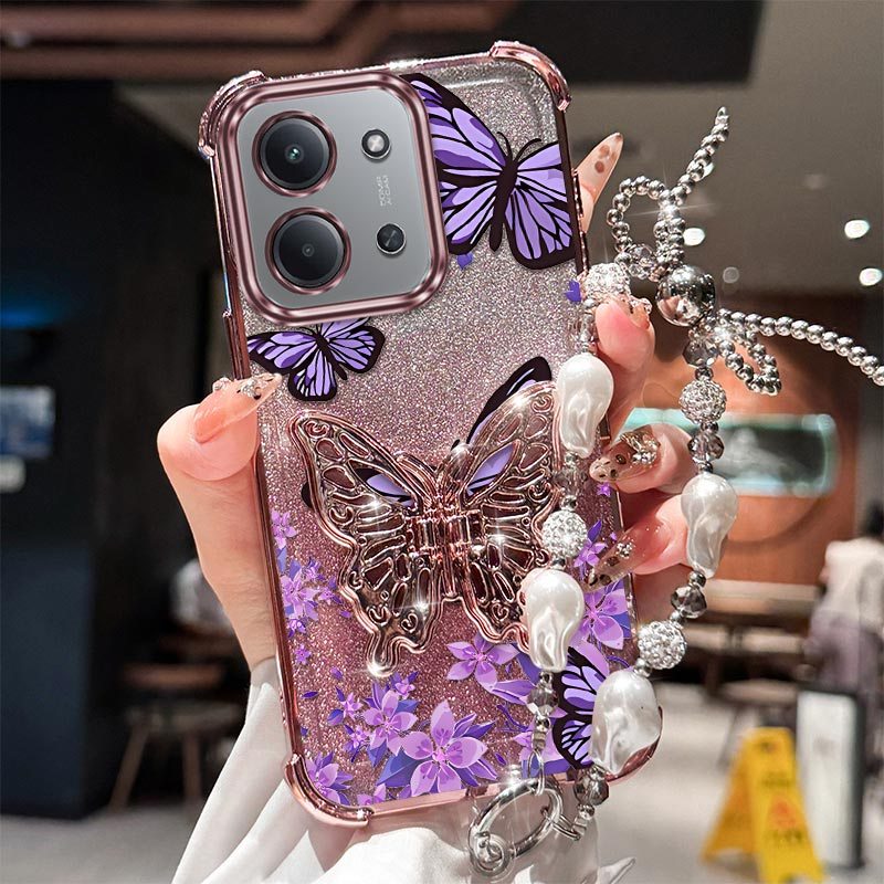 TEMU Phone Case - 15c Phone Cases Purple With A Stand And A Lanyard Pattern Fashion Ready Comfortable Feel Suitable For Redmi 15c Case Resistant