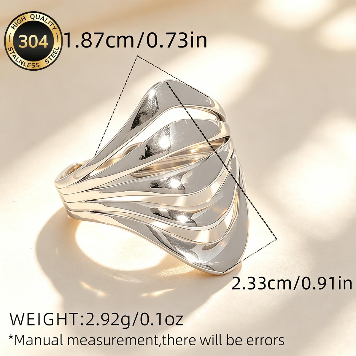 Multi-layer Openwork Fan-shaped Stainless Steel Ring, 18k Gold Plated