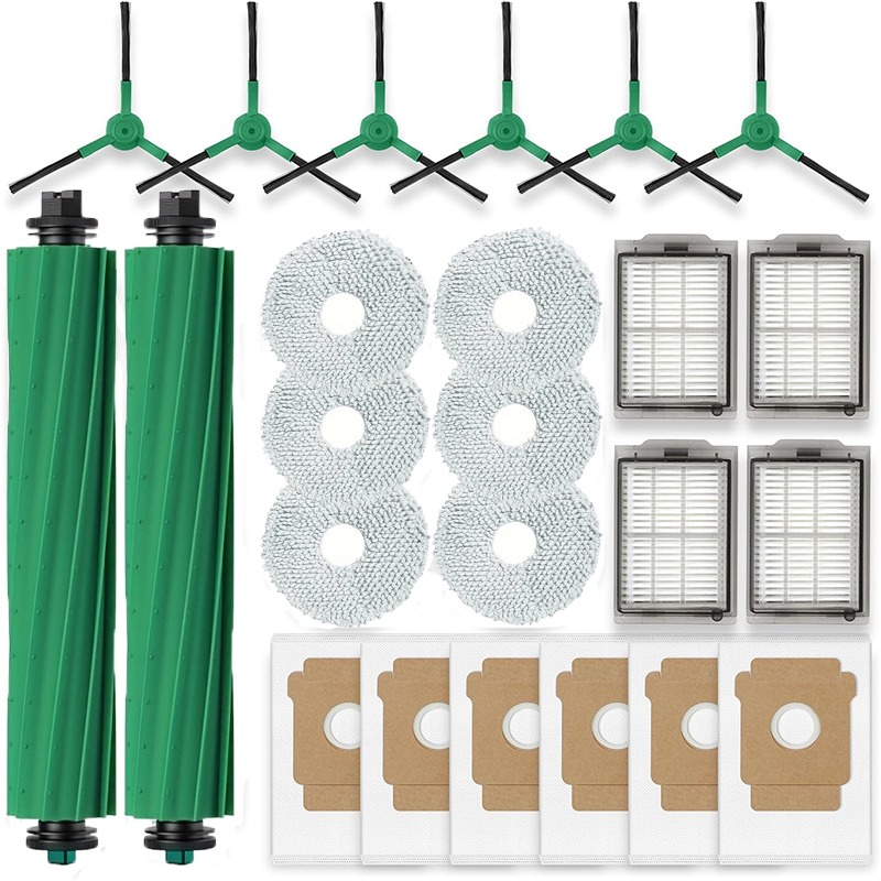 spare components for the for   plus 405 combo 505 combo robotic vacuum including 2 roller brushes 6 mop pads 4 filters 6 side brushes and 6 vacuum bags