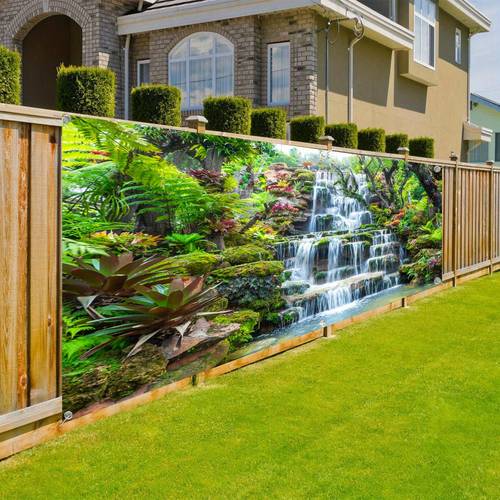 1pc large size vintage landscape forest waterfall and summer garage door banner no power needed outdoor parties and festive decorations party backgrounds garden decorations